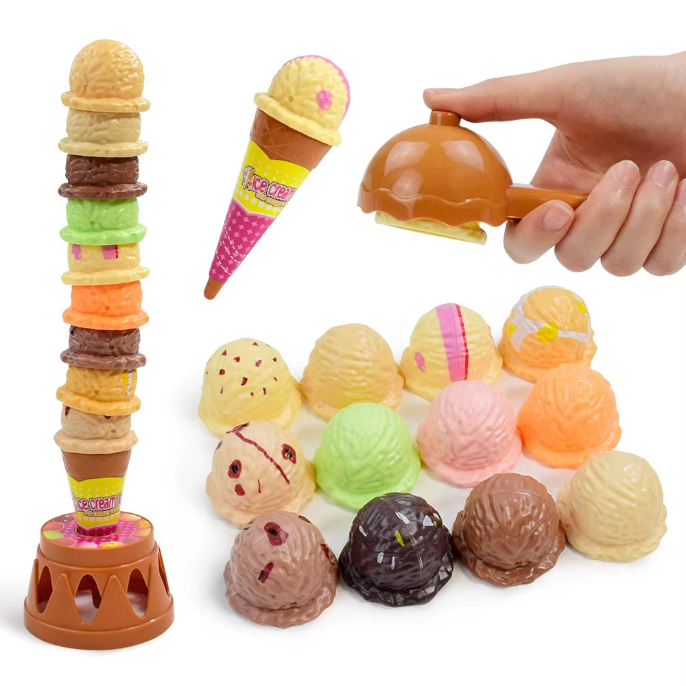 Children Simulation Food Kitchen Toy Ice Cream Stack up Play Kids Pretend Play Toys Educational Toys for Baby Gifts