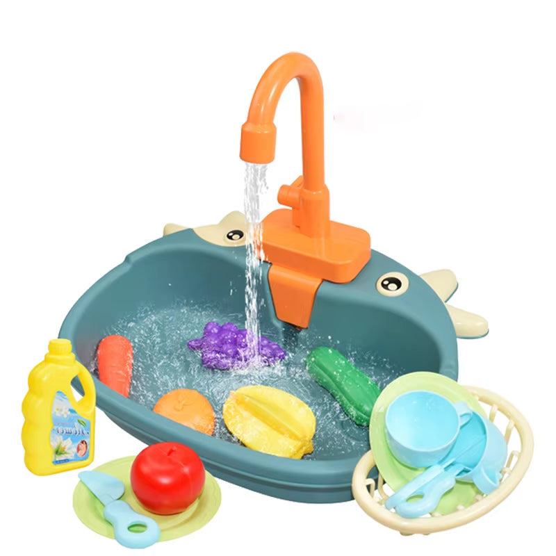 Mini Electric Dishwasher & Kitchen Sink Pretend Play Set for Kids – Fun Role Play Toy for Girls