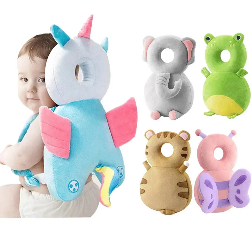 Baby Head Protection Pillow Backpack - Soft Cartoon Cushion Headrest for Newborns & Toddlers